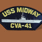 U.S NAVY SHIP HAT PATCH USS MIDWAY CVA - 41 NAVY CARRIER USA MADE HEAT TRANSFER