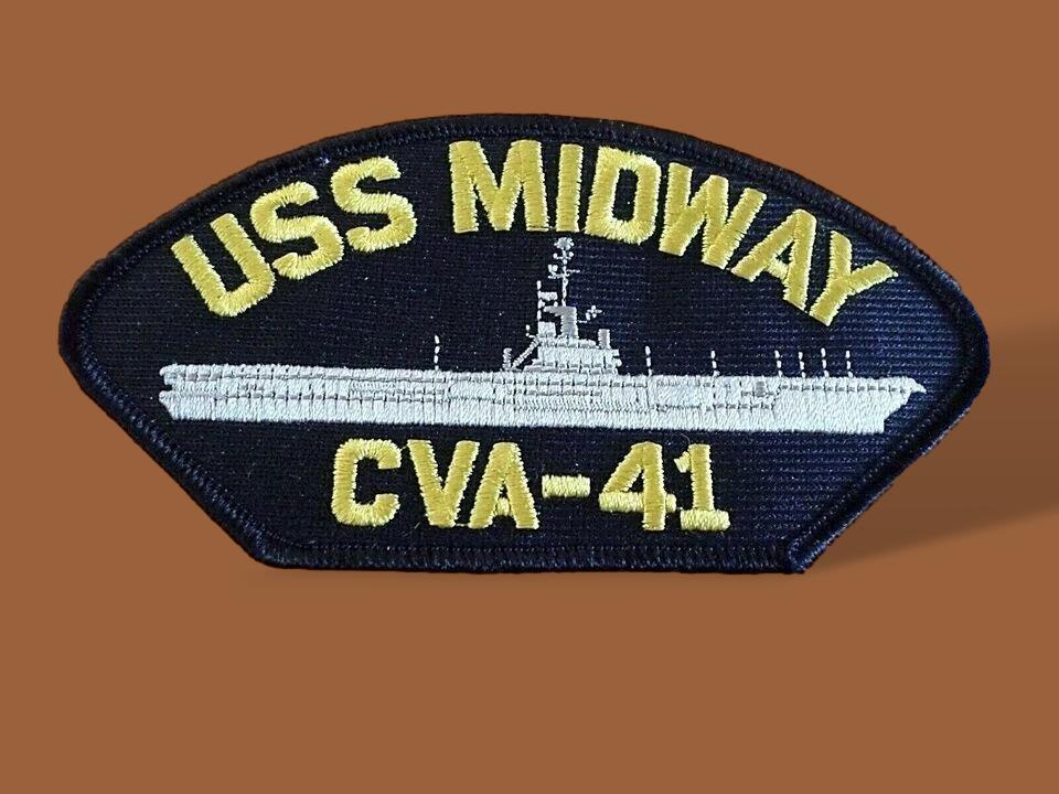 U.S NAVY SHIP HAT PATCH USS MIDWAY CVA - 41 NAVY CARRIER USA MADE HEAT TRANSFER
