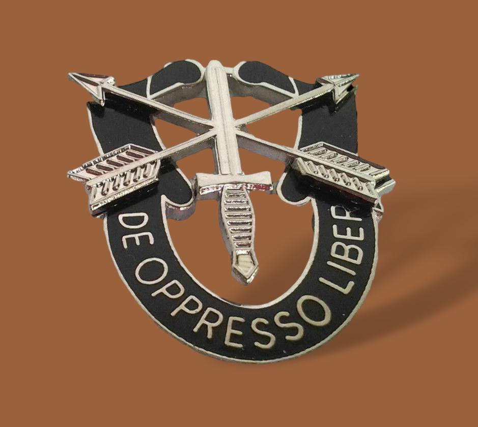 U.S MILITARY ARMY SPECIAL FORCES HAT PIN DE OPPRESSO LIBER FLASH BERET CAP PIN