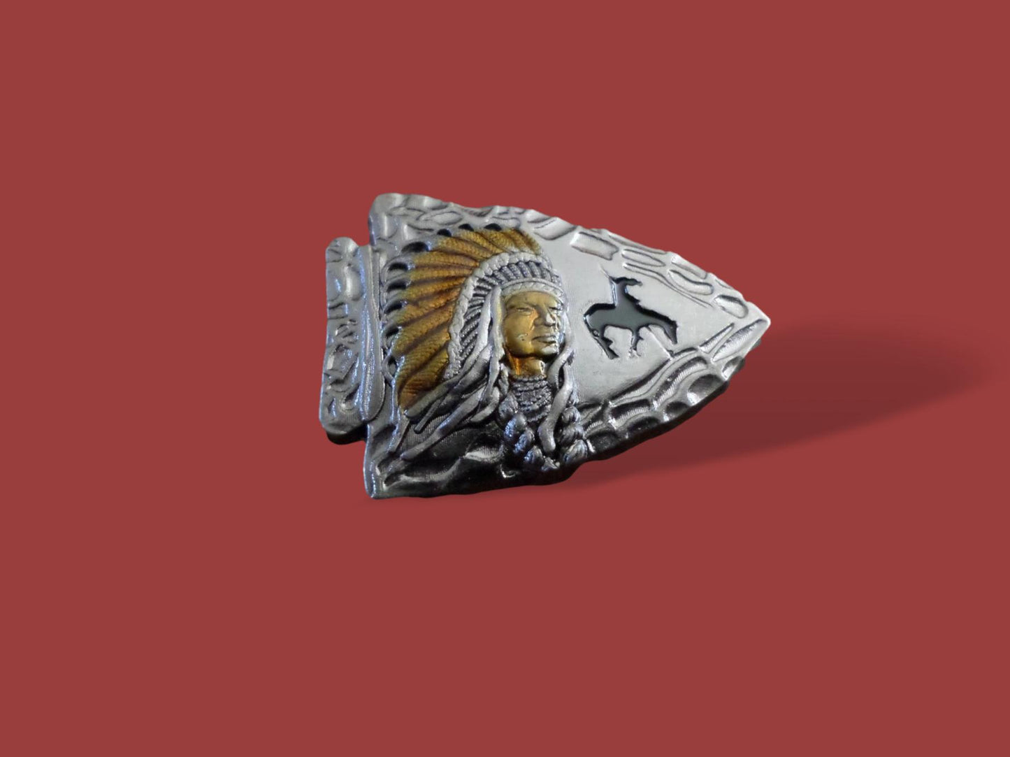 Native American Chief Arrow Head Lapel Pin Tie Tac Hat Pin Double Post Back