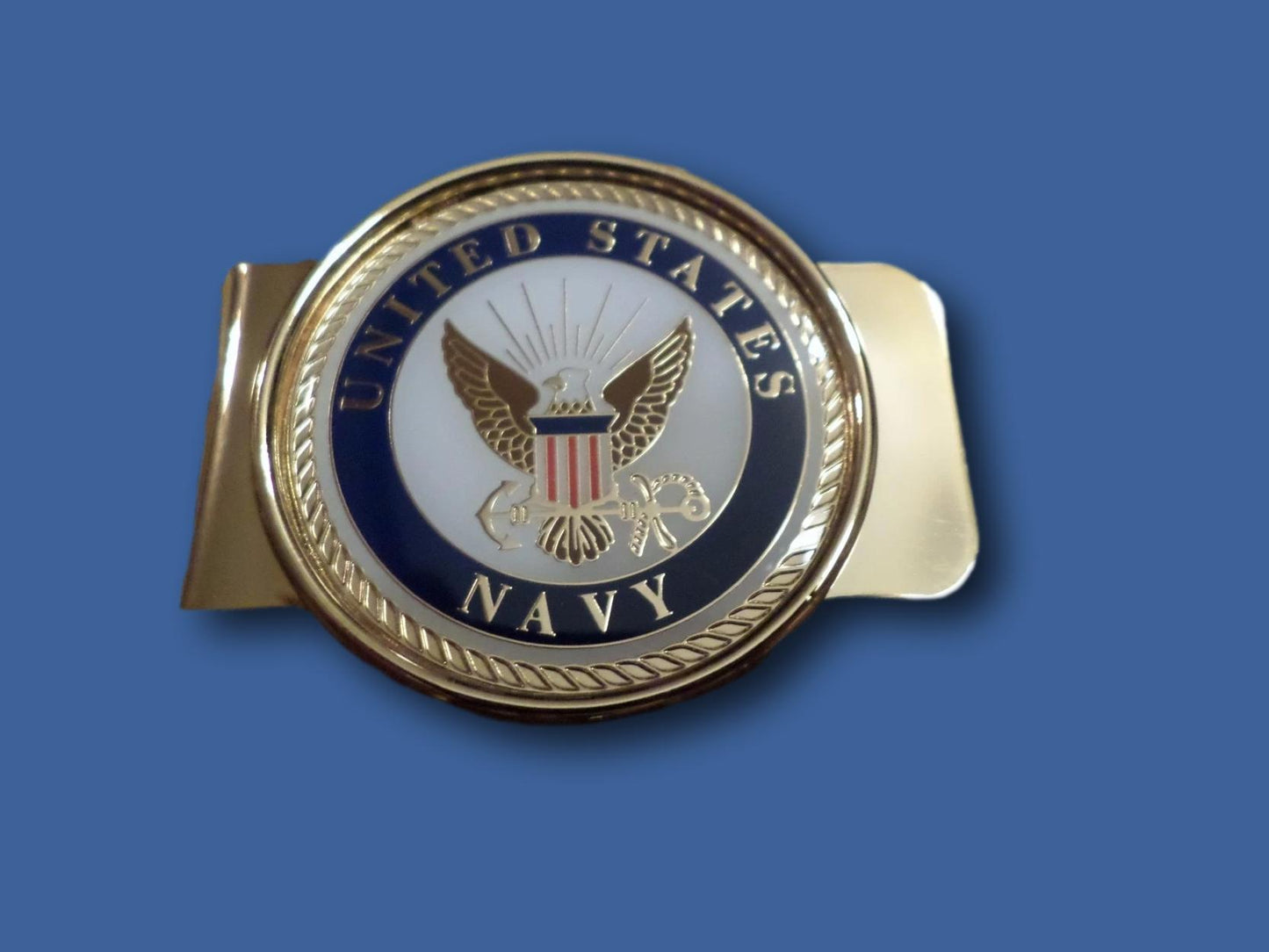 U.S MILITARY NAVY MONEY CLIP BRASS CONSTRUCTION OFFICIAL NAVY PRODUCT