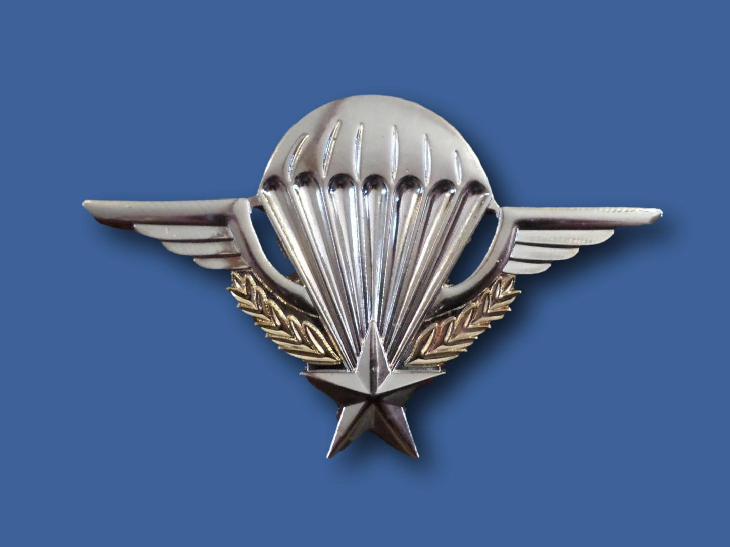 FRENCH MILITARY JUMP WINGS BADGE PARATROOPER 2 7/8" DOUBLE POST METAL PIN