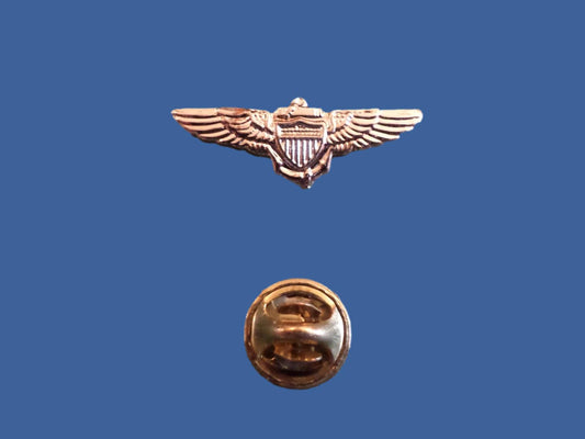 U.S MILITARY NAVY MINIATURE GOLD PILOT WINGS 1 1/4" INCHES WIDE HAT PIN LAPEL