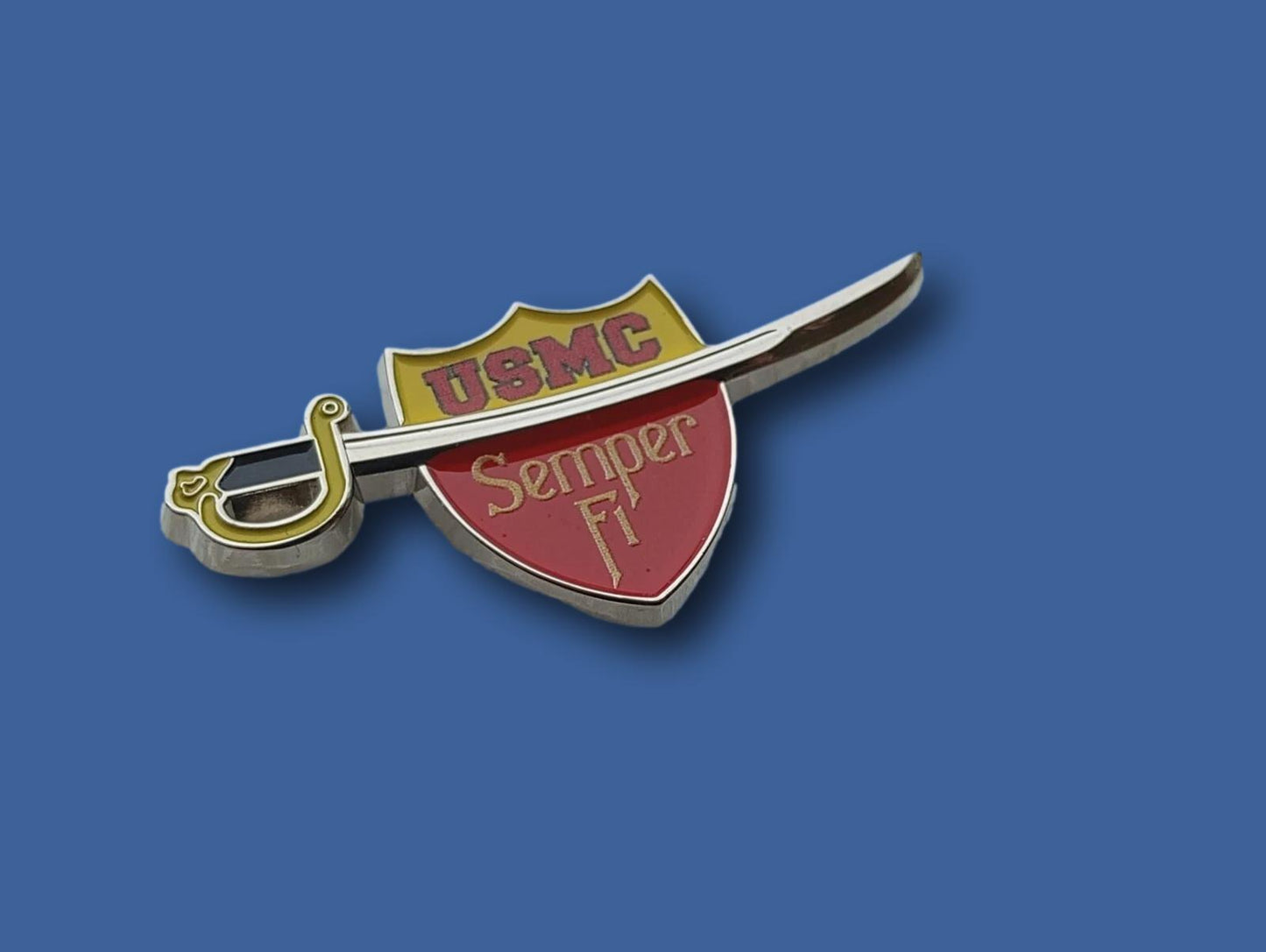 U.S MARINE CORPS HAT PIN LAPEL SWORD SABRE SEMPER FI SHIELD USMC VETERAN
