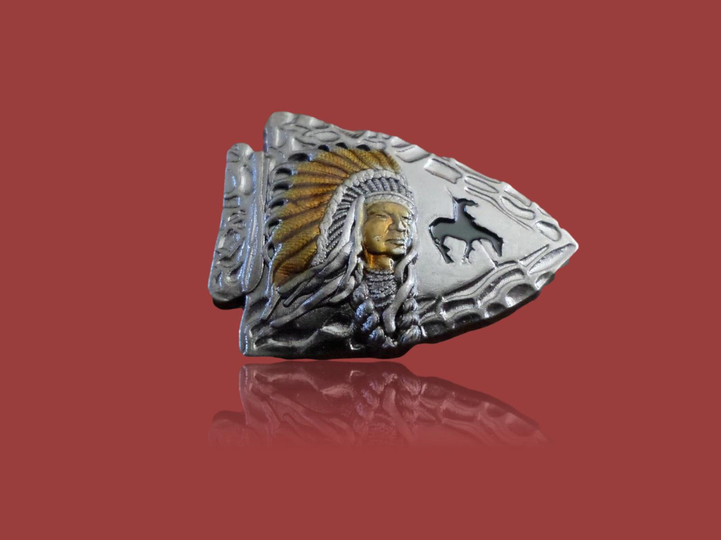 Native American Chief Arrow Head Lapel Pin Tie Tac Hat Pin Double Post Back