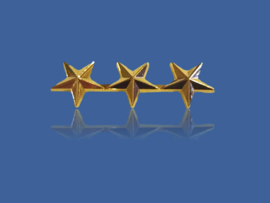 U.S MILITARY LIEUTENANT GENERAL GOLD THREE STAR COLLAR INSIGNIA PIN LAPEL