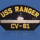 U.S NAVY SHIP HAT PATCH. USS RANGER CV-61 SHIP PATCH U.S.A MADE NAVY CARRIER