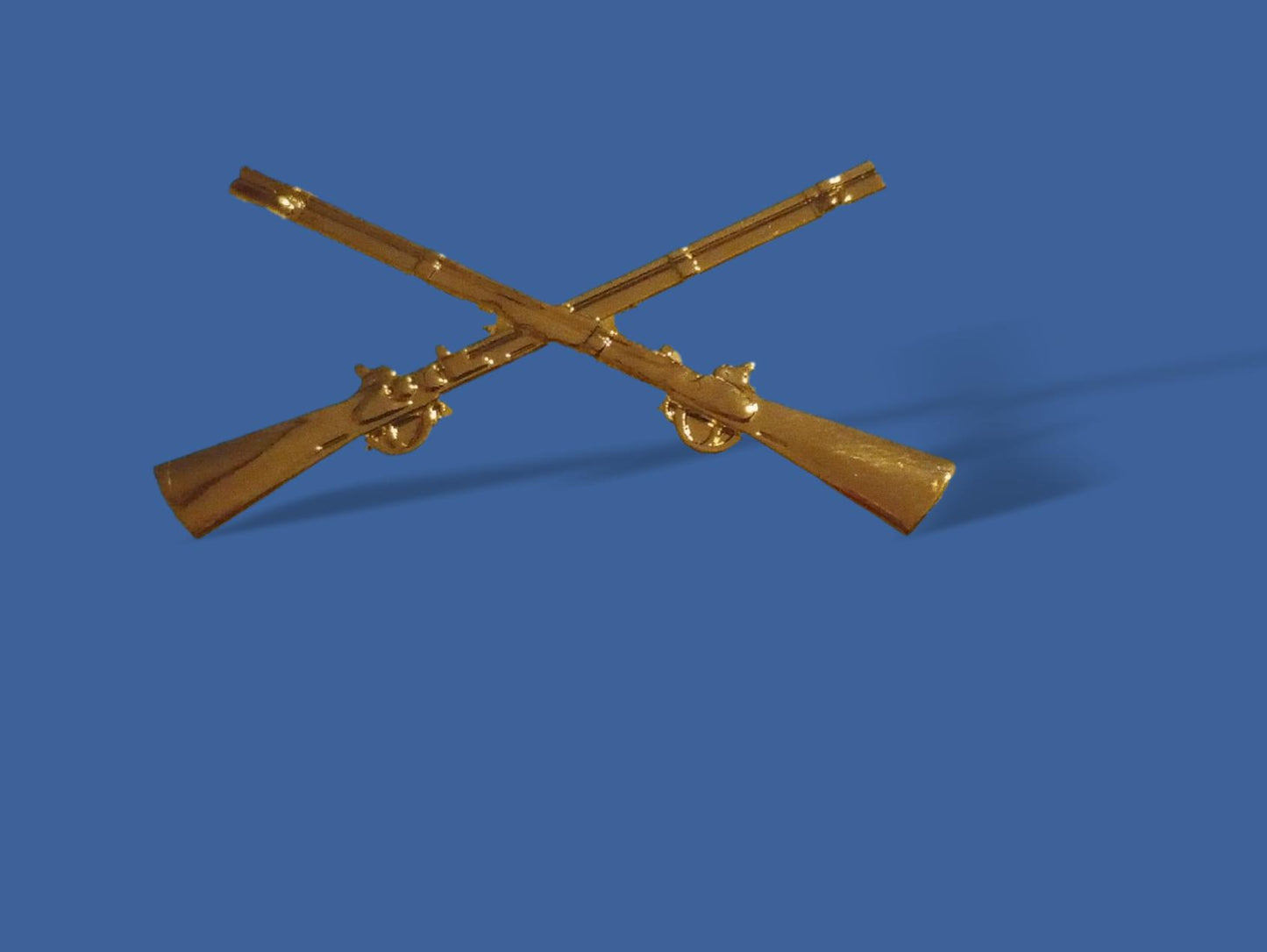 U.S MILITARY INFANTRY PIN CROSSED RIFLES METAL HAT LAPEL BADGES 1 3/4 ARMY