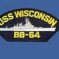 U.S NAVY SHIP HAT PATCH. USS WISCONSIN BB-64 SHIP PATCH USA MADE HEAT TRANSFER