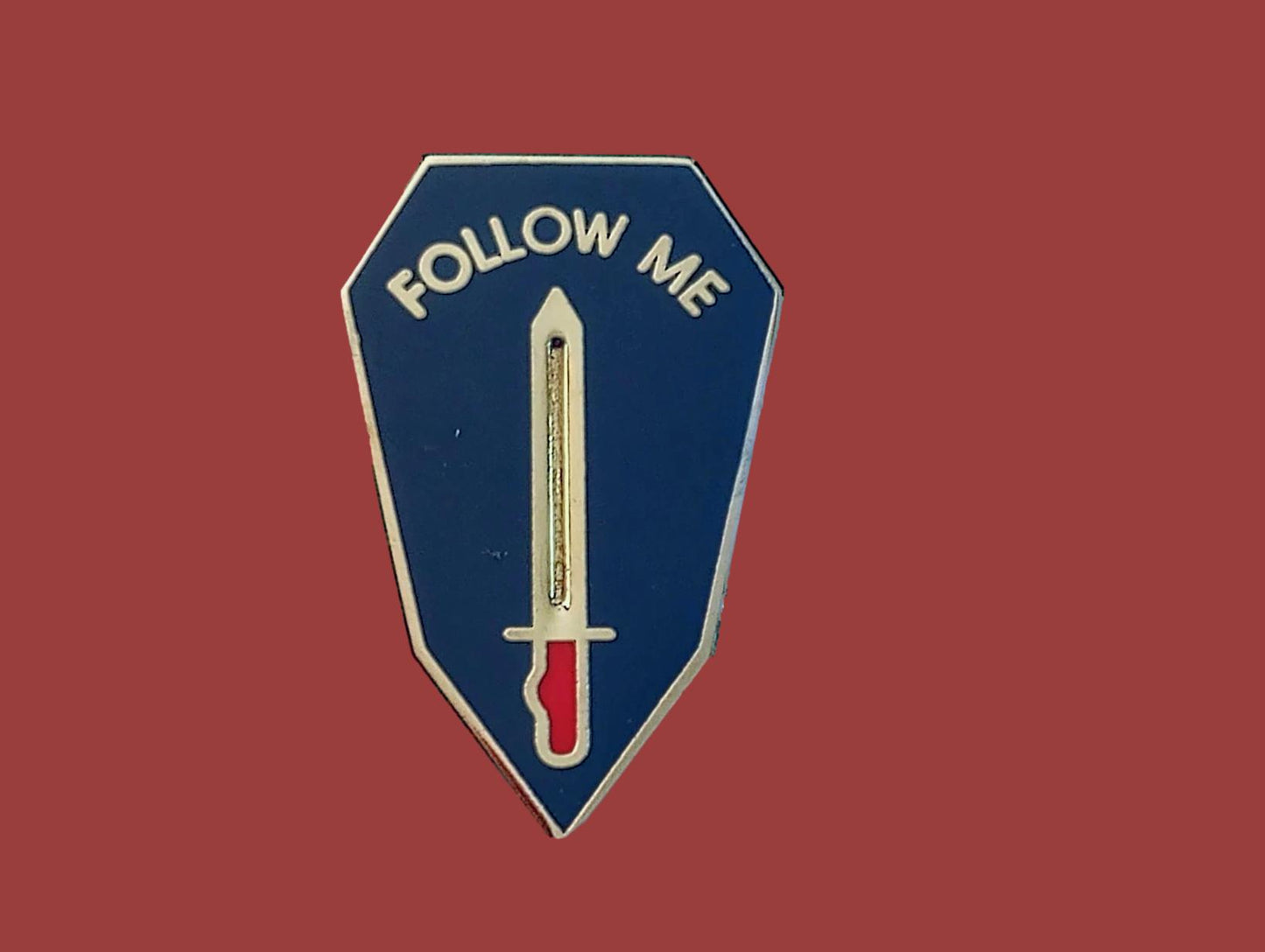 U.S MILITARY ARMY INFANTRY SCHOOL FOLLOW ME LAPEL PIN HAT PIN MINIATURE