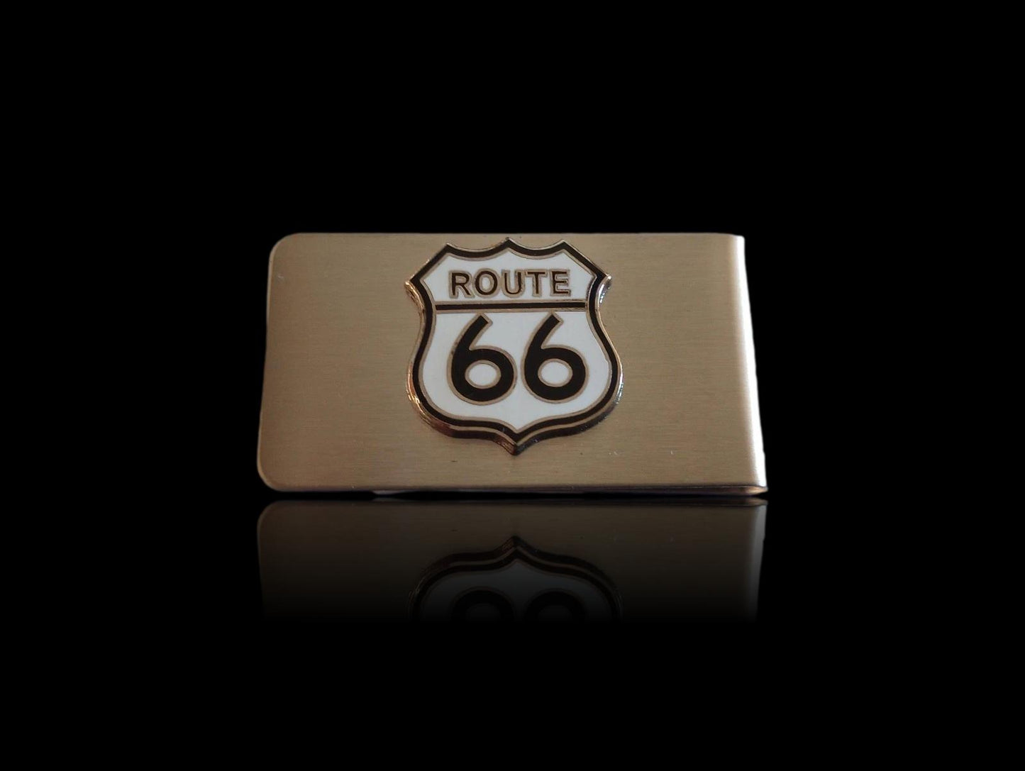 U.S HIGHWAY ROUTE 66 STAINLESS STEEL MONEY CLIP U.S.A MADE STREET SIGN ROUTE 66