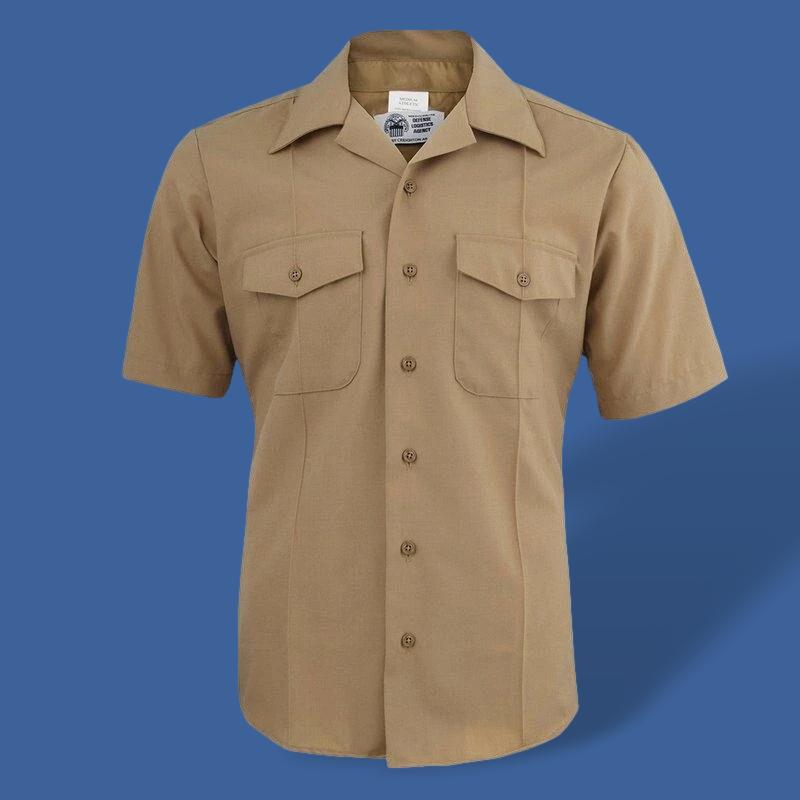 U.S MILITARY ISSUE NAVY MEN'S KHAKI DRESS SHIRT SHORT SLEEVE X-LARGE SIZE 18.5