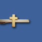 GOLD CHRISTIAN CROSS TIE BAR TIE TAC CHAPLAIN CROSS U.S.A MADE CLIP ON STYLE
