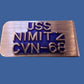 U.S MILITARY NAVY U.S.S NIMITZ CVN-68 METAL MONEY CLIP U.S.A MADE NEW IN BAGS