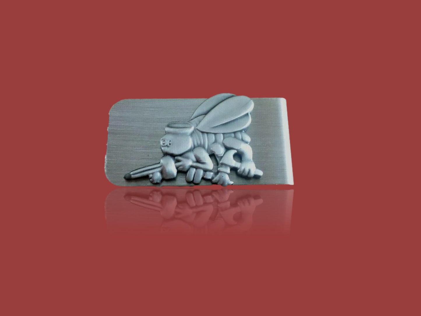 U.S MILITARY NAVY SEABEES STAINLESS STEEL MONEY CLIP U.S.A MADE NEW IN BAGS