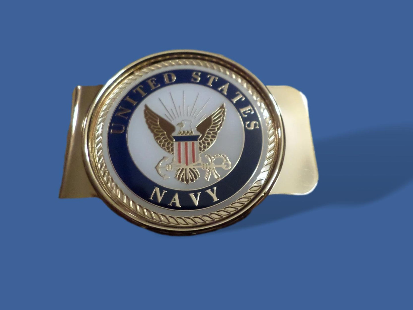 U.S MILITARY NAVY MONEY CLIP BRASS CONSTRUCTION OFFICIAL NAVY PRODUCT