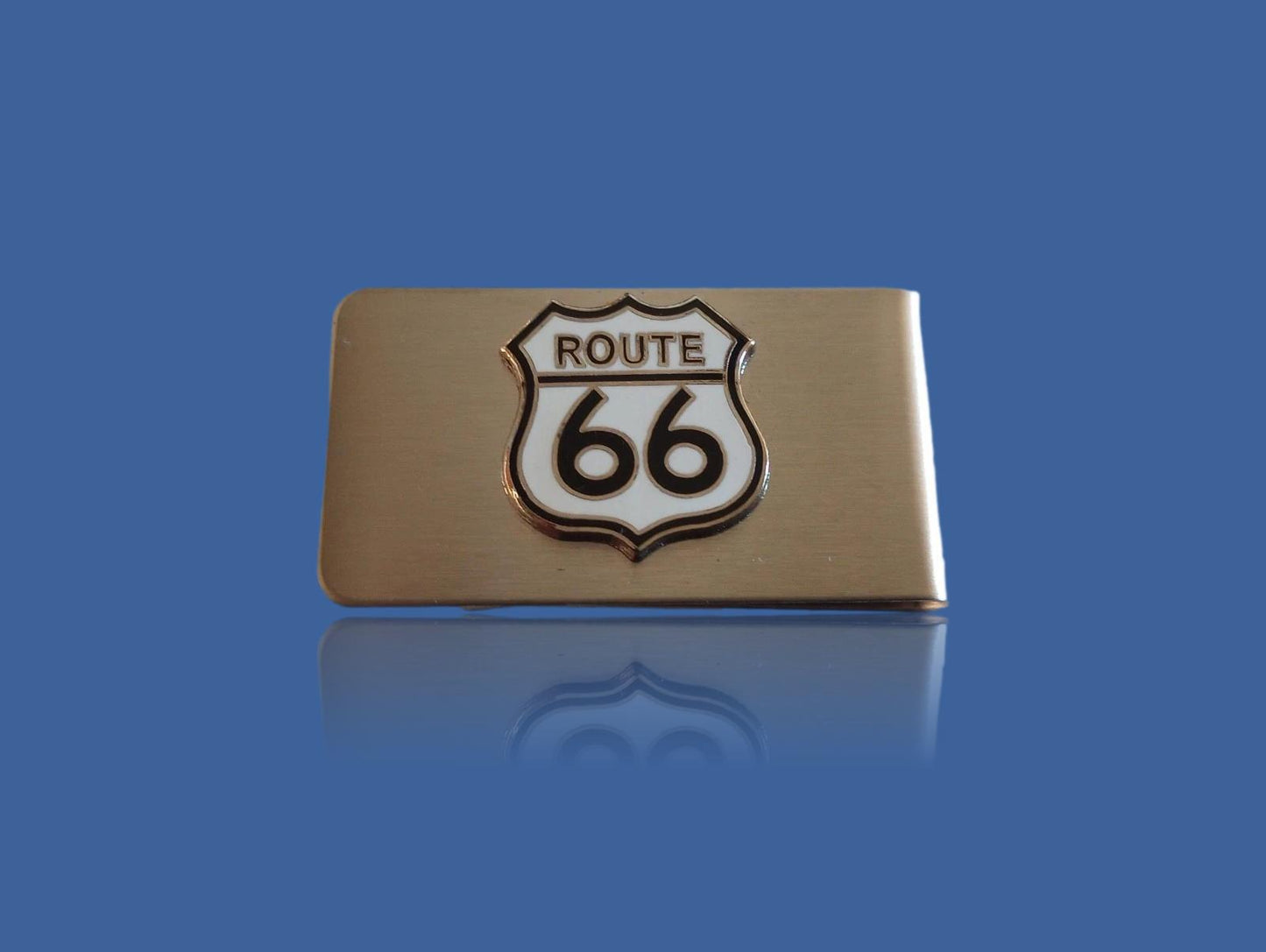 U.S HIGHWAY ROUTE 66 STAINLESS STEEL MONEY CLIP U.S.A MADE STREET SIGN ROUTE 66