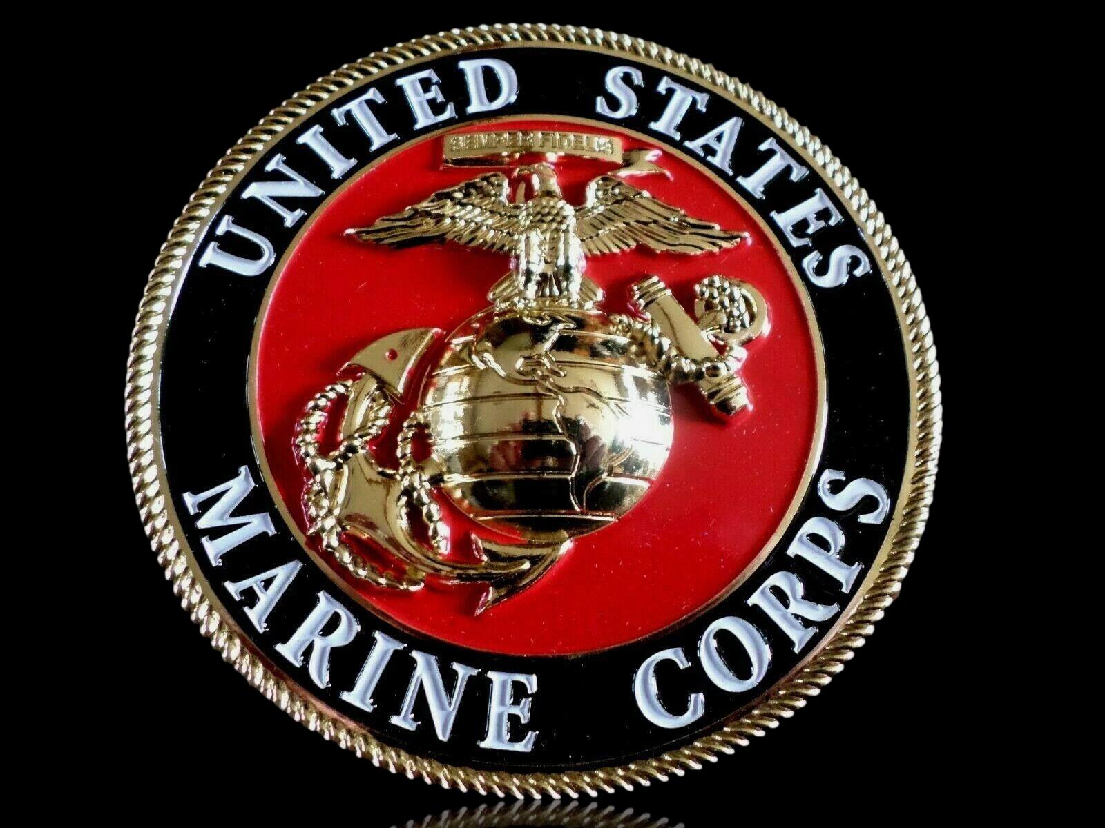 U.S MARINE CORPS EGA USMC METAL MEDALLION ENAMEL SHADOW BOX EMBLEM