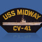 U.S NAVY SHIP HAT PATCH USS MIDWAY CV - 41 NAVY CARRIER USA MADE HEAT TRANSFER