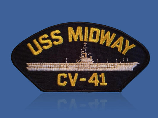 U.S NAVY SHIP HAT PATCH USS MIDWAY CV - 41 NAVY CARRIER USA MADE HEAT TRANSFER