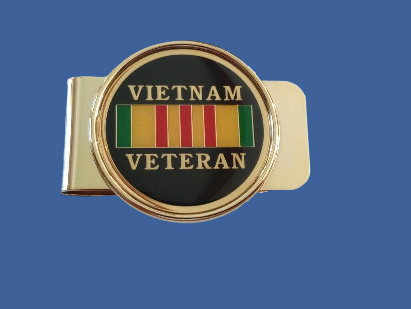 U.S MILITARY VIETNAM VETERAN DELUXE MONEY CLIP BRASS CONSTRUCTION ENAMEL FINISH