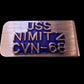 U.S MILITARY NAVY U.S.S NIMITZ CVN-68 METAL MONEY CLIP U.S.A MADE NEW IN BAGS