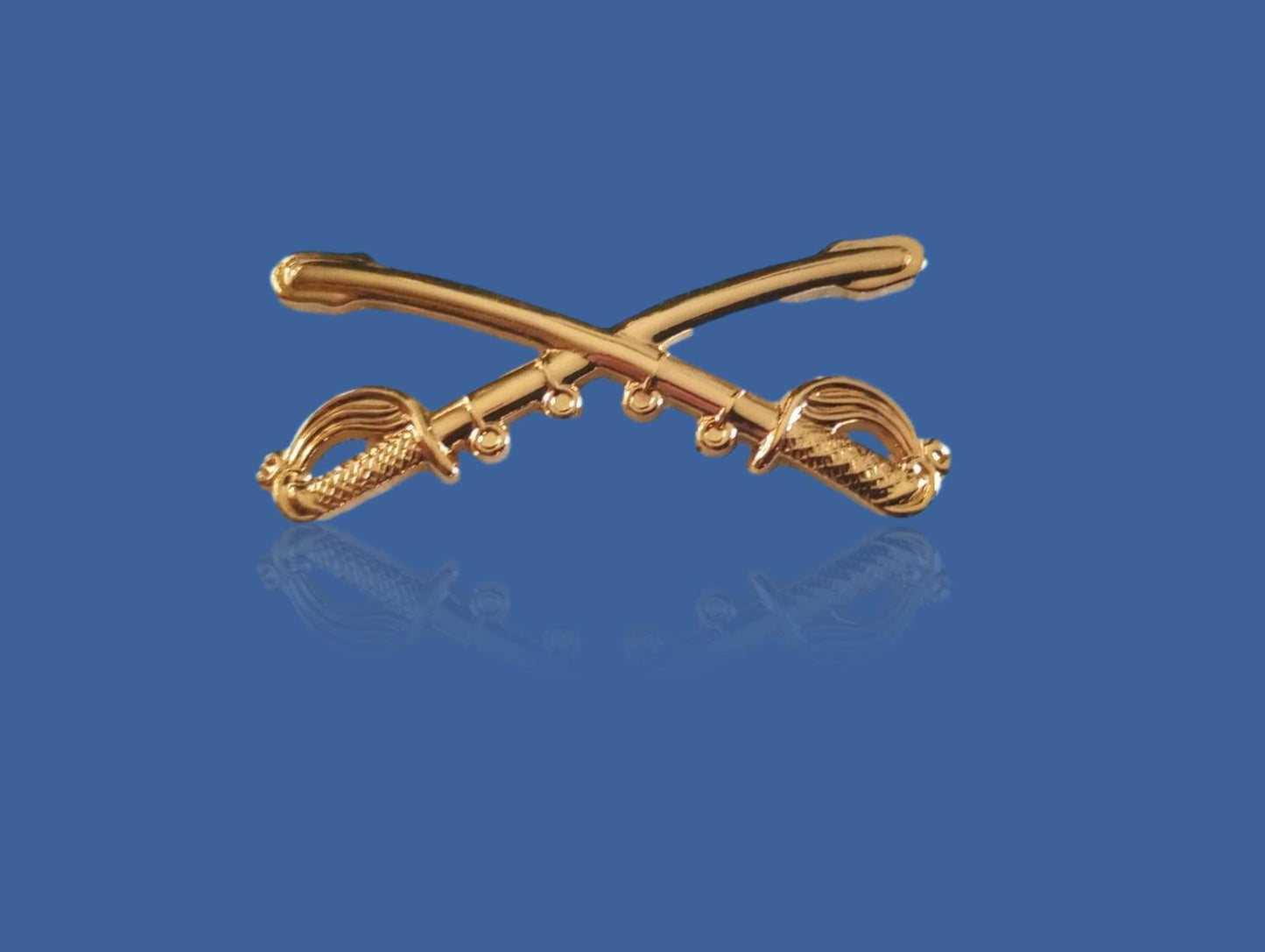 U.S MILITARY CAVALRY METAL HAT BADGES PIN CROSSED SABERS SWORDS LARGE PIN 2 1/4