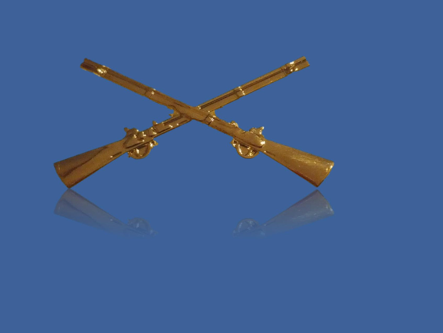 U.S MILITARY INFANTRY PIN CROSSED RIFLES METAL HAT LAPEL BADGES 1 3/4 ARMY