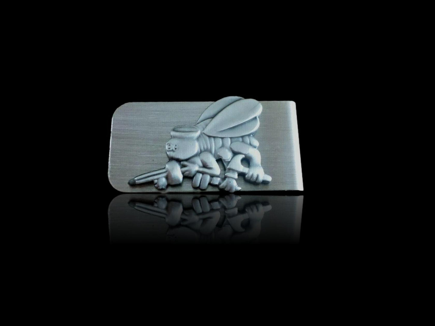 U.S MILITARY NAVY SEABEES STAINLESS STEEL MONEY CLIP U.S.A MADE NEW IN BAGS