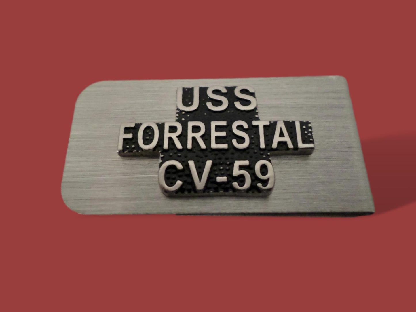 US MILITARY NAVY USS FORRESTAL CARRIER CV-59 STAINLESS STEEL MONEY CLIP USA MADE