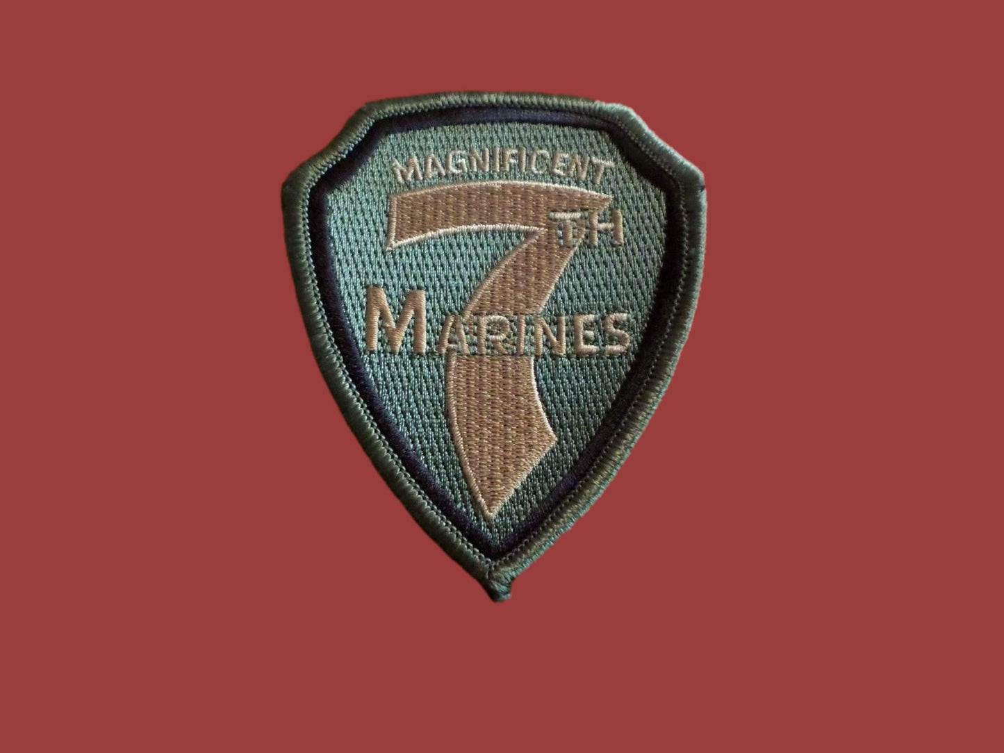 U.S. MILITARY MARINE CORPS MAGNIFICENT 7 PATCH SUBDUE OD GREEN 7TH USMC