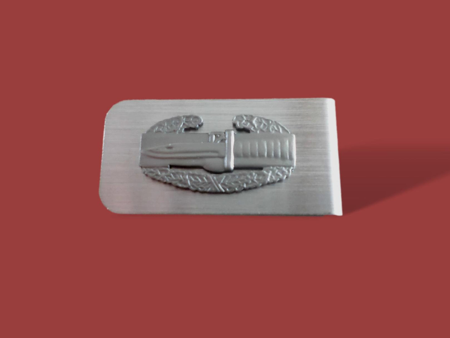 MILITARY ARMY COMBAT ACTION BADGE STAINLESS STEEL MONEY CLIP CAB U.S.A MADE