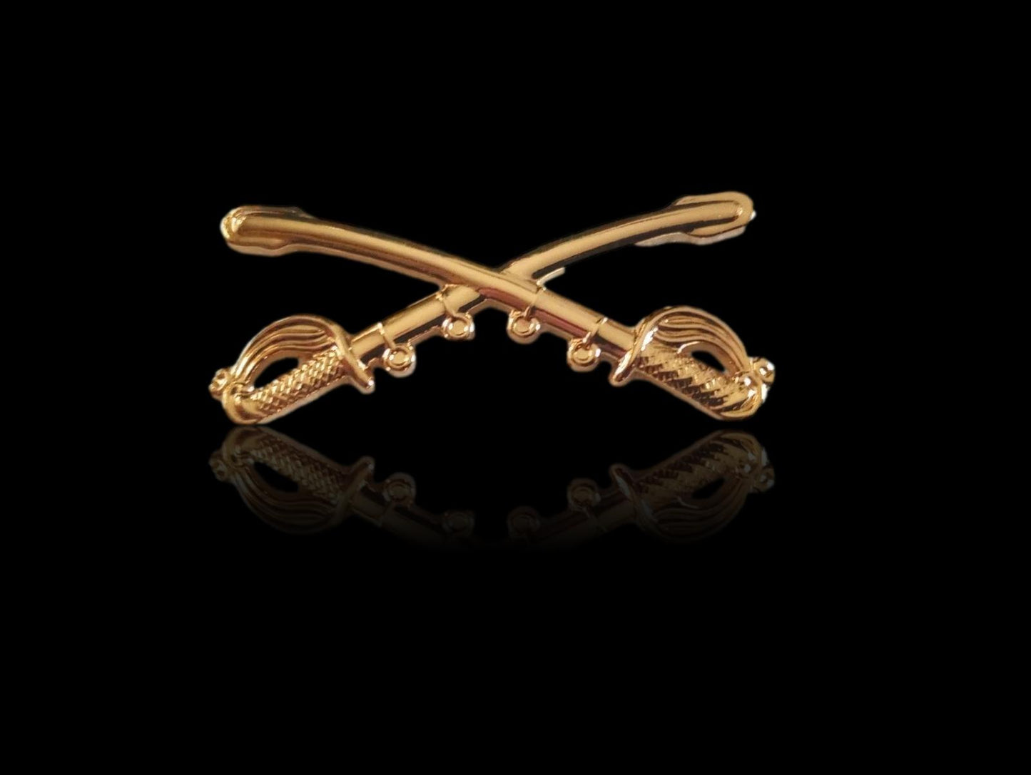 U.S MILITARY CAVALRY METAL HAT BADGES PIN CROSSED SABERS SWORDS LARGE PIN 2 1/4
