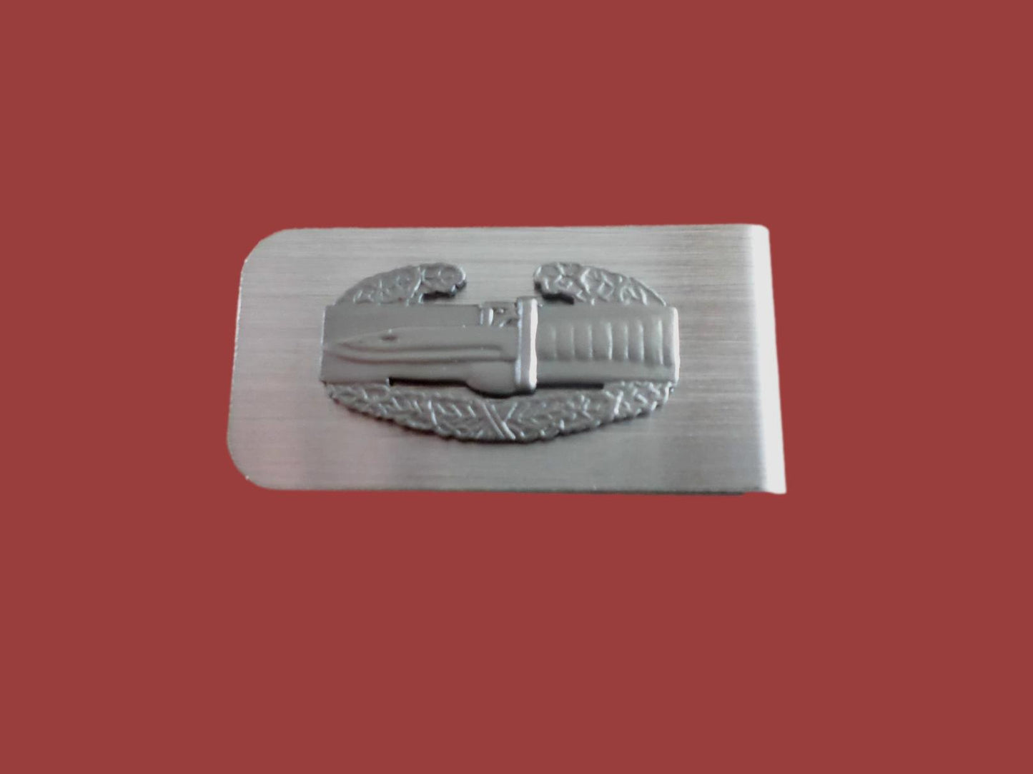 MILITARY ARMY COMBAT ACTION BADGE STAINLESS STEEL MONEY CLIP CAB U.S.A MADE