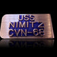 U.S MILITARY NAVY U.S.S NIMITZ CVN-68 METAL MONEY CLIP U.S.A MADE NEW IN BAGS