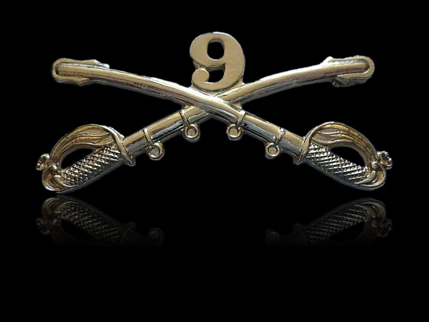 9th CAVALRY SWORDS SABERS  MILITARY HAT PIN REGIMENT BADGE BUFFALO SOLDIERS