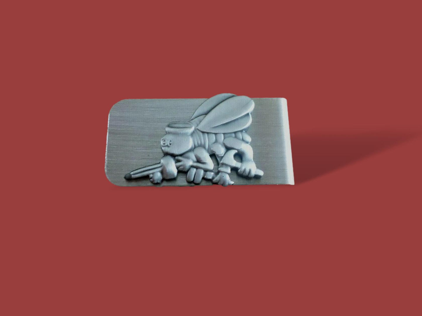 U.S MILITARY NAVY SEABEES STAINLESS STEEL MONEY CLIP U.S.A MADE NEW IN BAGS
