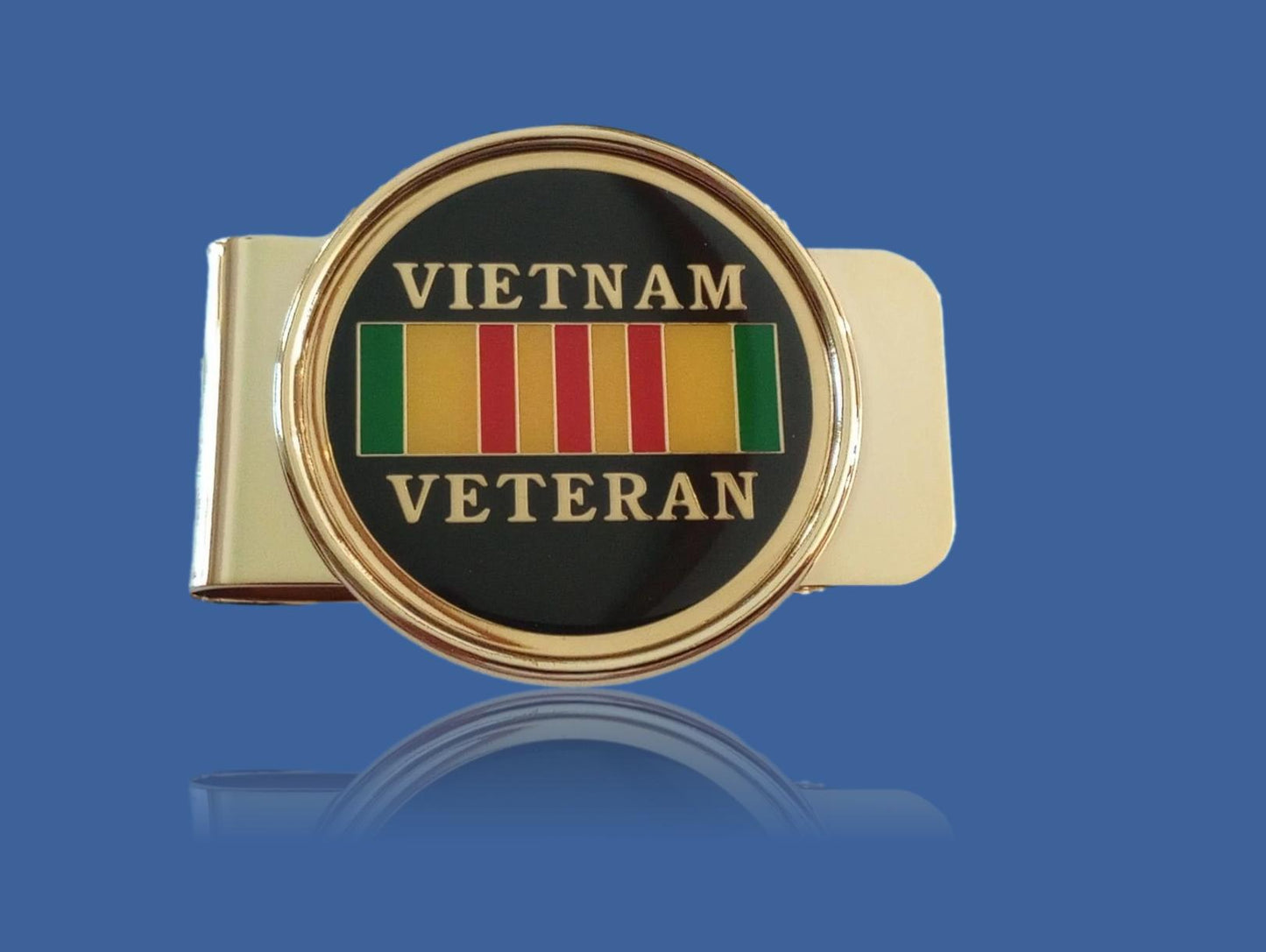 U.S MILITARY VIETNAM VETERAN DELUXE MONEY CLIP BRASS CONSTRUCTION ENAMEL FINISH