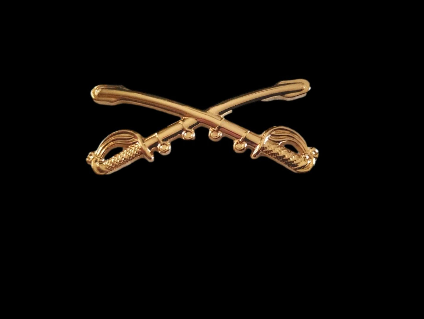 U.S MILITARY CAVALRY METAL HAT BADGES PIN CROSSED SABERS SWORDS LARGE PIN 2 1/4