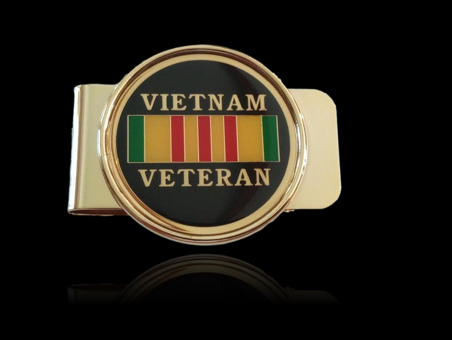 U.S MILITARY VIETNAM VETERAN DELUXE MONEY CLIP BRASS CONSTRUCTION ENAMEL FINISH