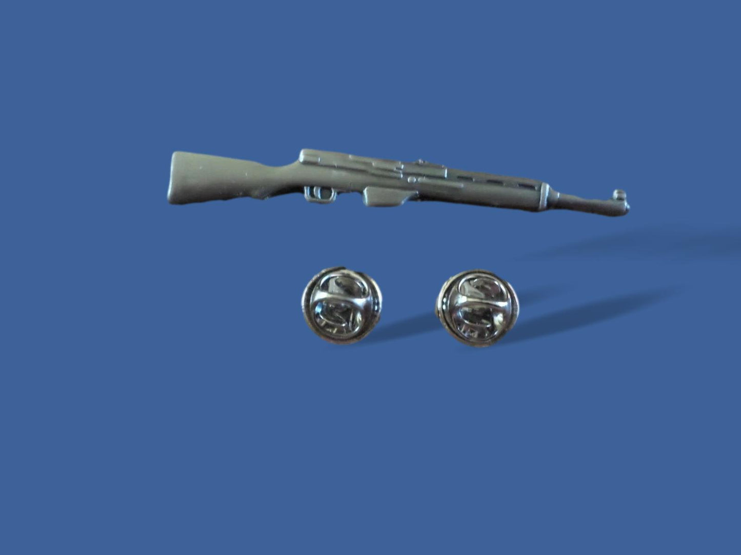 MILITARY SKS RIFLE HAT LAPEL PIN DOUBLE POST CLUTCH BACK GOOD QUALITY