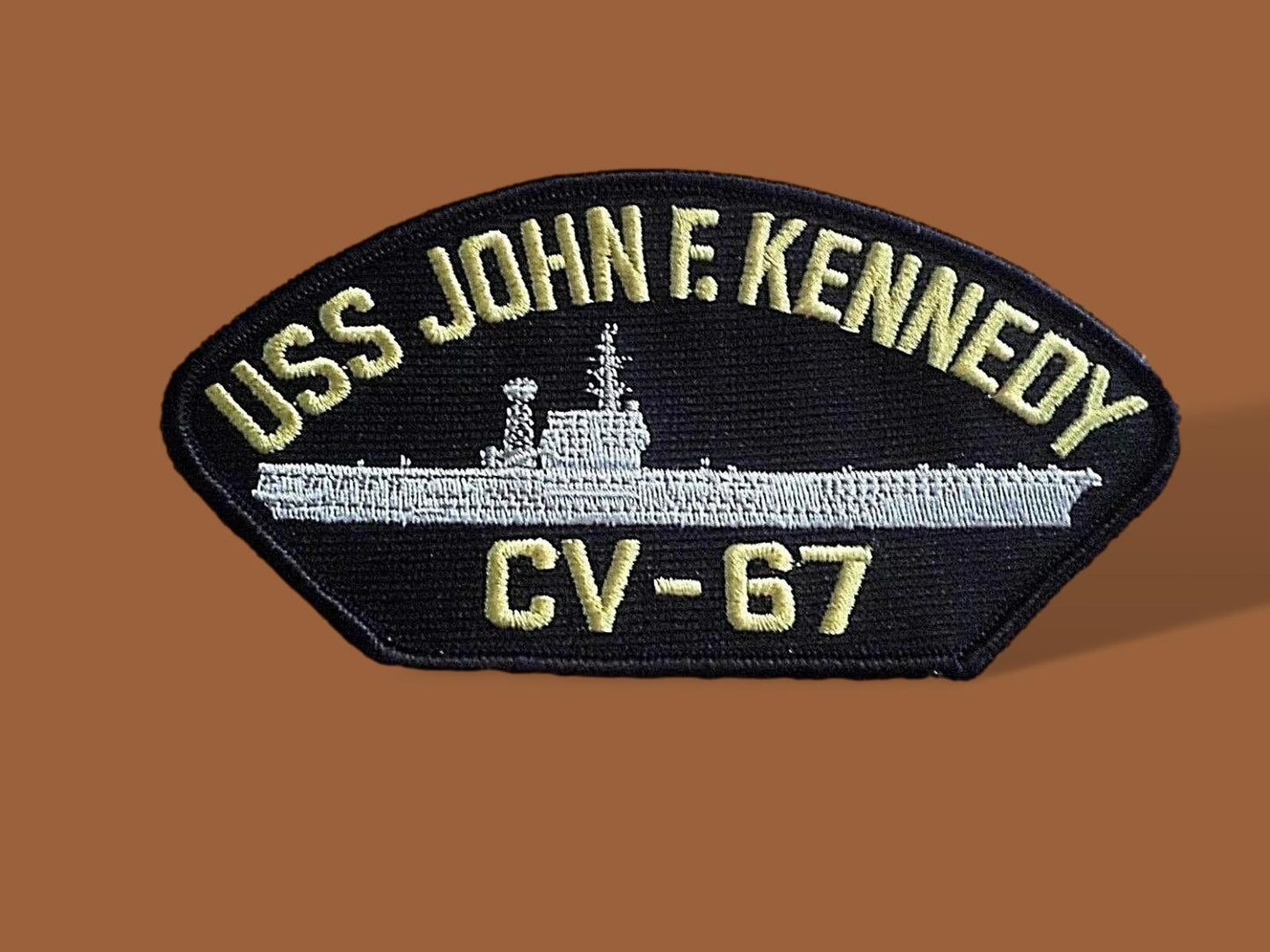 U.S NAVY SHIP HAT PATCH. USS JOHN F. KENNEDY CV-67 CARRIE USA MADE HEAT TRANSFER