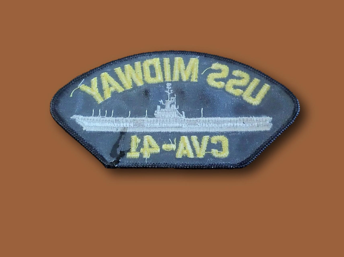 U.S NAVY SHIP HAT PATCH USS MIDWAY CVA - 41 NAVY CARRIER USA MADE HEAT TRANSFER