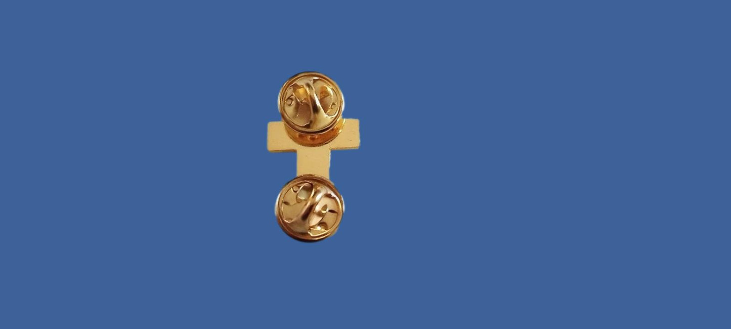 GOLD CHAPLAIN CROSS HAT PIN CHRISTIAN CROSS GOLD IN COLOR LAPEL PIN