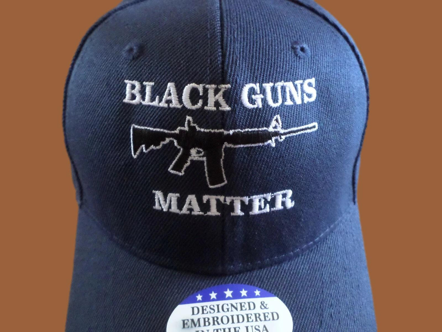 BLACK GUNS MATTER 6 PANEL CAP EMBROIDERED HAT 2nd AMENDMENT NAVY BLUE