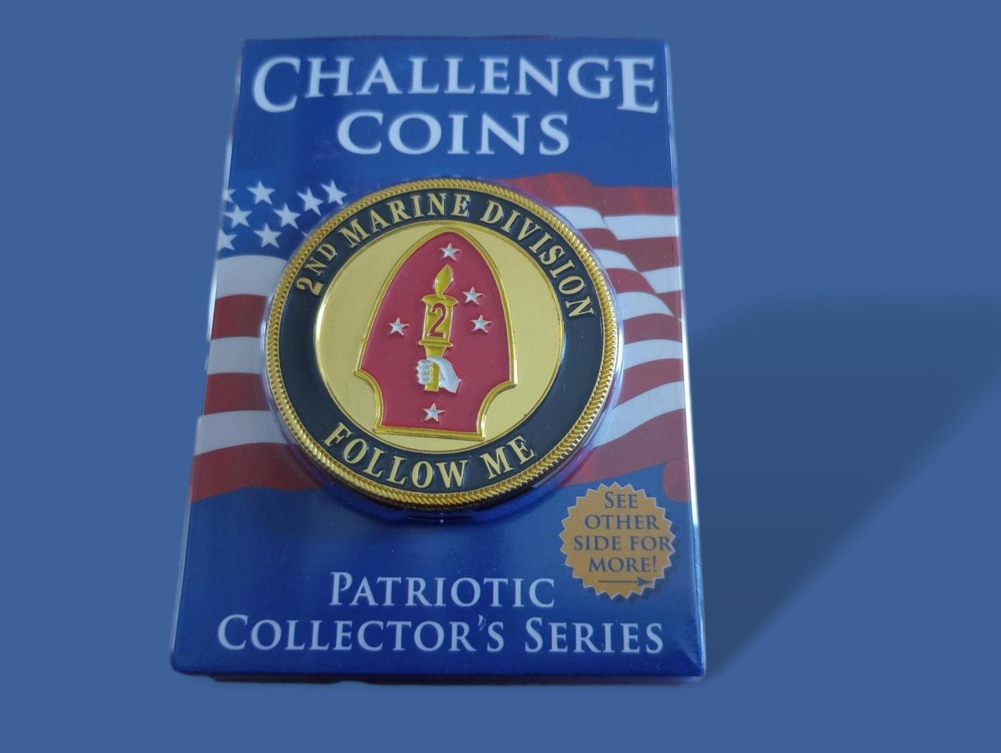 U.S MARINE CORPS 2nd DIVISION CHALLENGE COIN NEW IN PACKAGE COLLECTOR'S SERIES