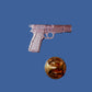 9 MM AUTOMATIC PISTOL HAT PIN ANTIQUE SILVER IN COLOR LAPEL PIN