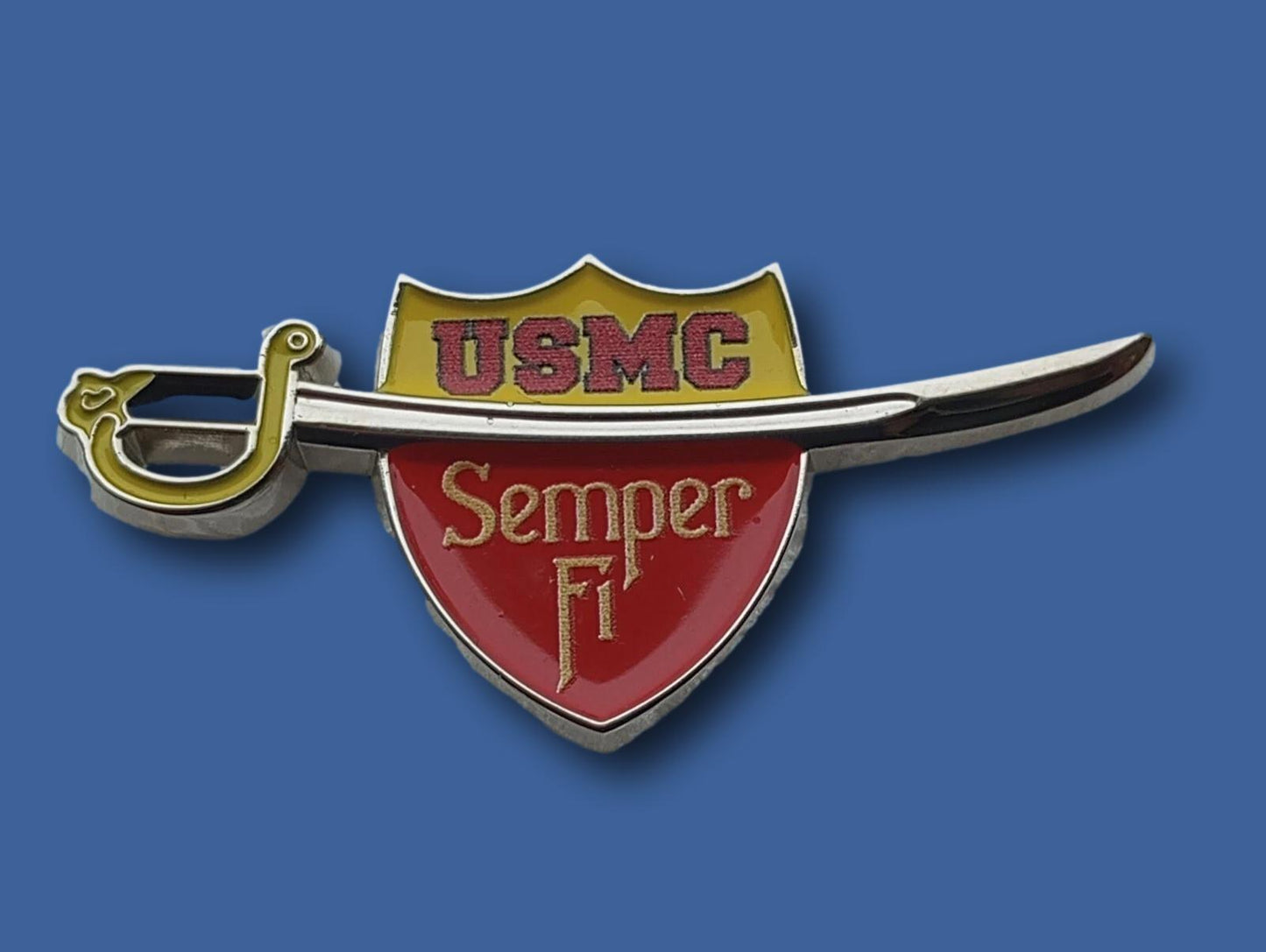 U.S MARINE CORPS HAT PIN LAPEL SWORD SABRE SEMPER FI SHIELD USMC VETERAN
