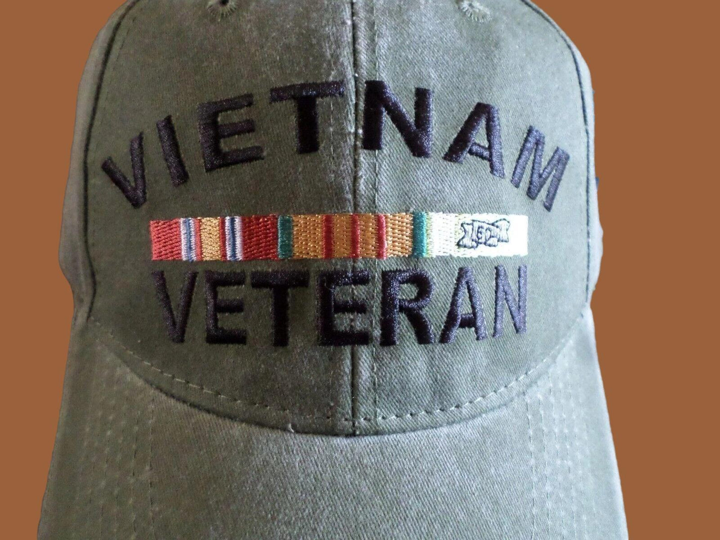 U.S MILITARY VIETNAM VETERAN HAT BALL CAP STONE WASHED OD GREEN