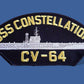 USS CONSTELLATION CV-64 U.S NAVY SHIP HAT PATCH CARRIER USA MADE HEAT TRANSFER
